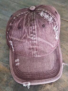 NWT Brown Denim Distressed Baseball Cap
